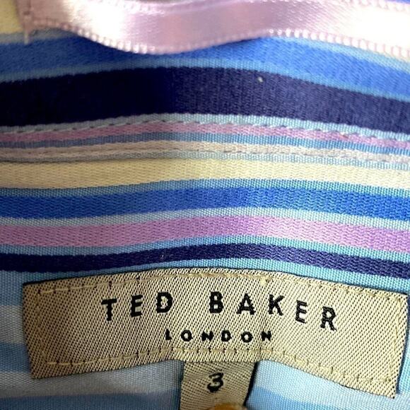 Men shirt TED BAKER London dress shirt long sleeves French cuffs 100% Cotton MED - Picture 6 of 12